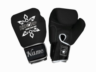 Personalised Real Leather Boxing Gloves : KNGCUST-R-426 Black