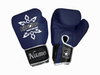 Personalised Real Leather Boxing Gloves : KNGCUST-R-427 Navy 