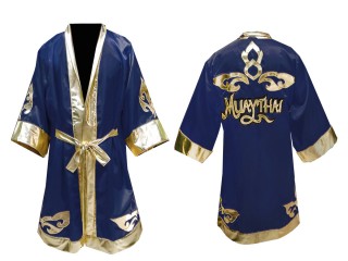 Kanong Custom Boxing Robe : Navy Lai Thai