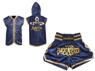 Kanong Hoodies and Boxing Shorts for Muay Thai Boxing : 121 Navy