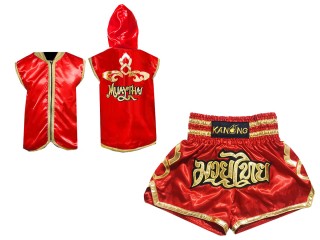 Kanong Hoodies and Boxing Shorts for Muay Thai Boxing : 121 Red