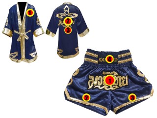 Kanong Boxing Robe and Thai Boxing Shorts : 121-Navy