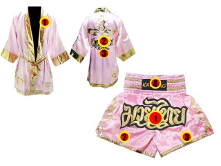 Kanong Boxing Robe and Thai Boxing Shorts for Fighters : Model 121-Pink