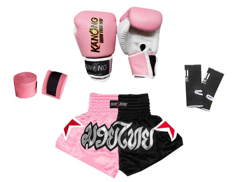 Custom Boxing Robe + Muay Thai Shorts : Pink