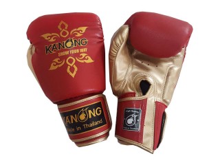 Kanong Training Boxing Gloves : Thai Power Red/Gold
