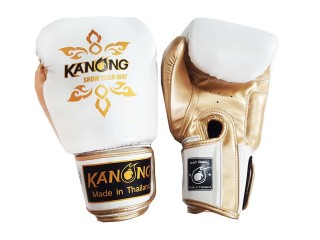 Kanong Training Boxing Gloves : Thai Power White/Gold
