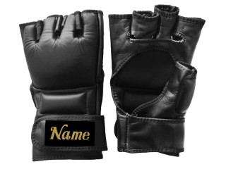Personalised Real Leather MMA Gloves : KNGCUST-MMA-Black