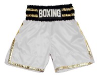Custom made White Boxing Trunks : KNBSH-039-White