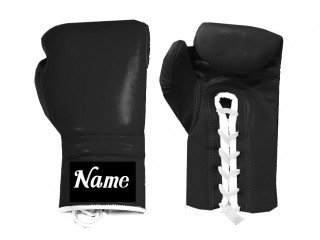 Custom Lace-up Boxing Gloves : Black