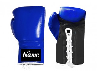 Custom Lace-up Boxing Gloves : Blue-Black