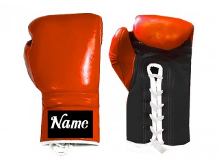 Custom Lace-up Boxing Gloves : Orange-Black