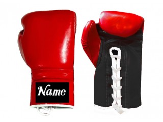 Custom Lace-up Boxing Gloves : Red-Black