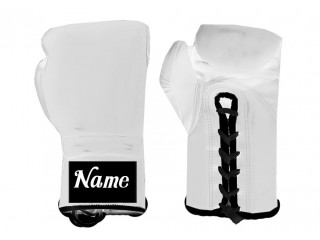 Custom Lace-up Boxing Gloves : White