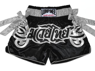 Lumpinee Kick boxing Fight Shorts : LUM-051-Black-Silver