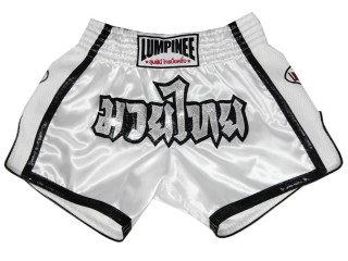Lumpinee Retro Kick boxing Fight Shorts : LUMRTO-005-White