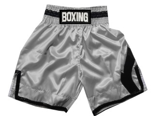 Personalized Boxing Shorts , Boxing Trunks : KNBSH-036-Silver