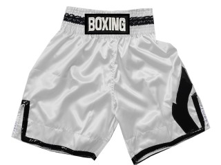 Personalized Boxing Shorts , Boxing Trunks : KNBSH-036-White