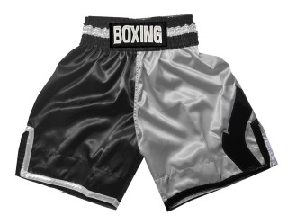 Personalized Boxing Shorts , Boxing Trunks : KNBSH-037-TT-Black-Silver