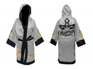 Kanong Custom Boxing Robe : KNFIR-143-Silver