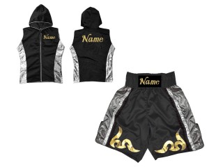 Kanong Custom Boxing Hoodies and Boxing Shorts : KNCUSET-005-Black