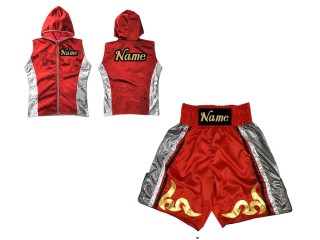 Kanong Custom Boxing Hoodies and Boxing Shorts : KNCUSET-005-Red