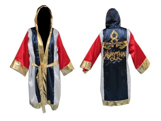 Boxing Gloves - Custom Muay Thai Shorts - Custom Boxing Robe : Navy Lai  Thai