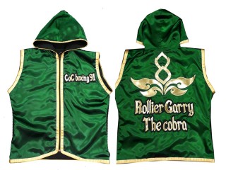 Customized Boxing Jacket with Hood : KNHODCUST-001-Green-Gold