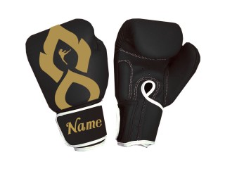 Customize Black Gold Thai Kick Boxing Gloves : KNGCUST-063