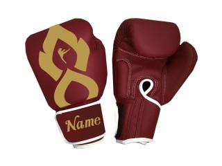 Customize Maroon Gold Thai Kick Boxing Gloves : KNGCUST-066