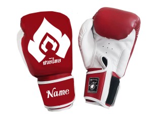 Custom Red Boxing Gloves with White Flame  : KNGCUST-059
