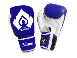 Personalised Blue Boxing Gloves with White Flame : KNGCUST-060