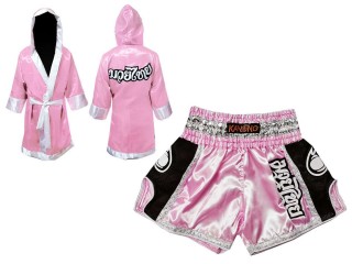 Kanong Boxing Robe and Thai Boxing Shorts for Fighters : Model 208-Pink