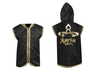 KANONG Customized Boxing Hoodies for Fighters / Walk in Jacket : Black Lai Thai