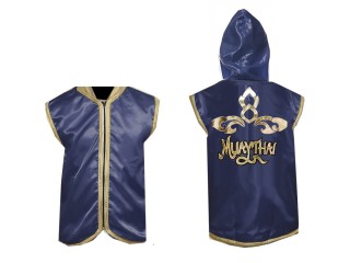 KANONG Customized Boxing Hoodies for Fighters / Walk in Jacket : Navy Lai Thai