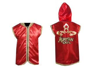 KANONG Customized Boxing Hoodies for Fighters / Walk in Jacket : Red Lai Thai