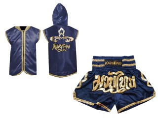 Kanong Hoodies and Boxing Shorts for Muay Thai Boxing : Model 121 Navy