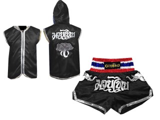 Kanong Hoodies and Boxing Shorts for Muay Thai Boxing : 125 Black