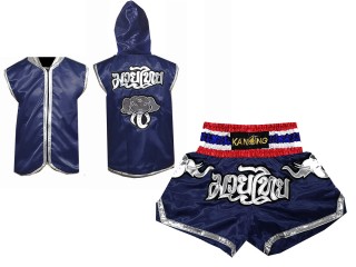 Kanong Hoodies and Boxing Shorts for Muay Thai Boxing : 125 Navy