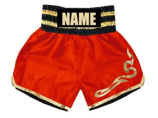 Customized Kids Red Boxing Shorts with Name or Text : KNBSH-002