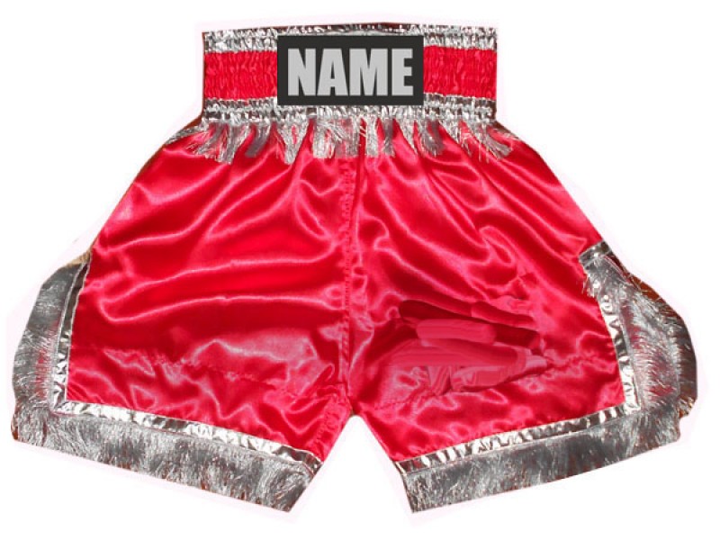 Personalized Red Boxing Shorts - Custom Boxing Trunks : KNBSH-018