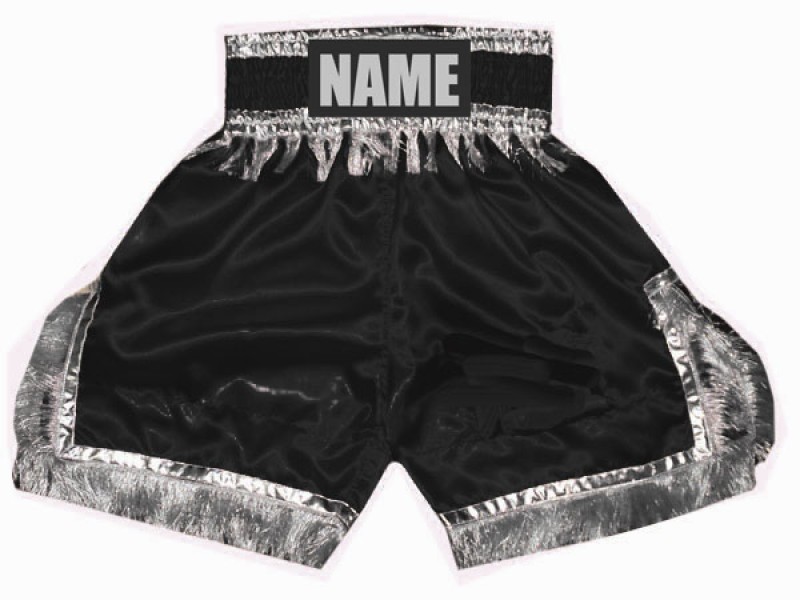 Personalized Boxing Shorts, Custom Boxing Trunks : KNBSH-018-Black