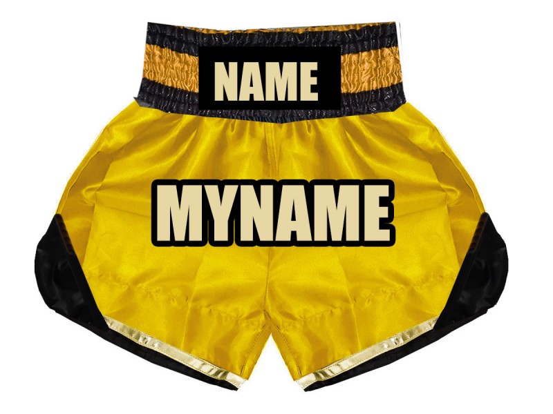 Personalized Boxing Shorts, Customize Boxing Trunks  : KNBSH-022-Gold