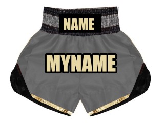 Customize Kids Boxing Trunks : KNBSH-022-Silver