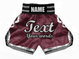 Personalized Kids Boxing Shorts : KNBSH-023-Maroon-Silver