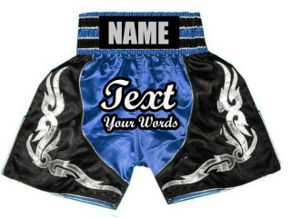 Personalized Boxing Shorts : KNBSH-024-Blue-Black