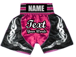 Personalized Boxing Shorts, Customize Boxing Trunks : KNBSH-024-DarkPink-Black
