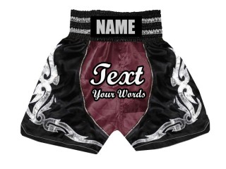 Customize Boxing Trunks : KNBSH-024-Maroon-Black