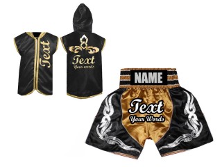 Kanong Custom Boxing Hoodies and Boxing Shorts uniforms : Gold