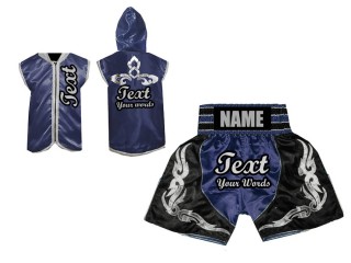 Kanong Custom Boxing Hoodies and Boxing Shorts uniforms : Navy