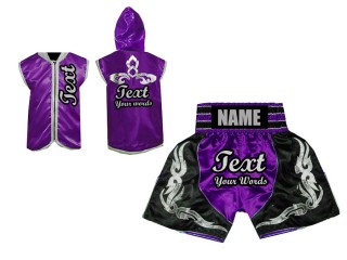 Kanong Custom Boxing Hoodies and Boxing Shorts uniforms : Purple